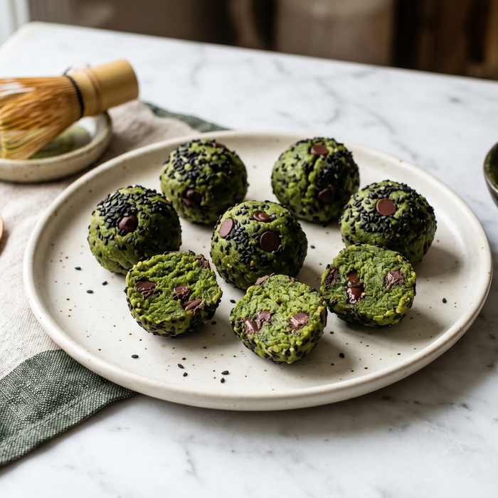 Matcha Miso Chocolate Protein Cookie Dough Bites