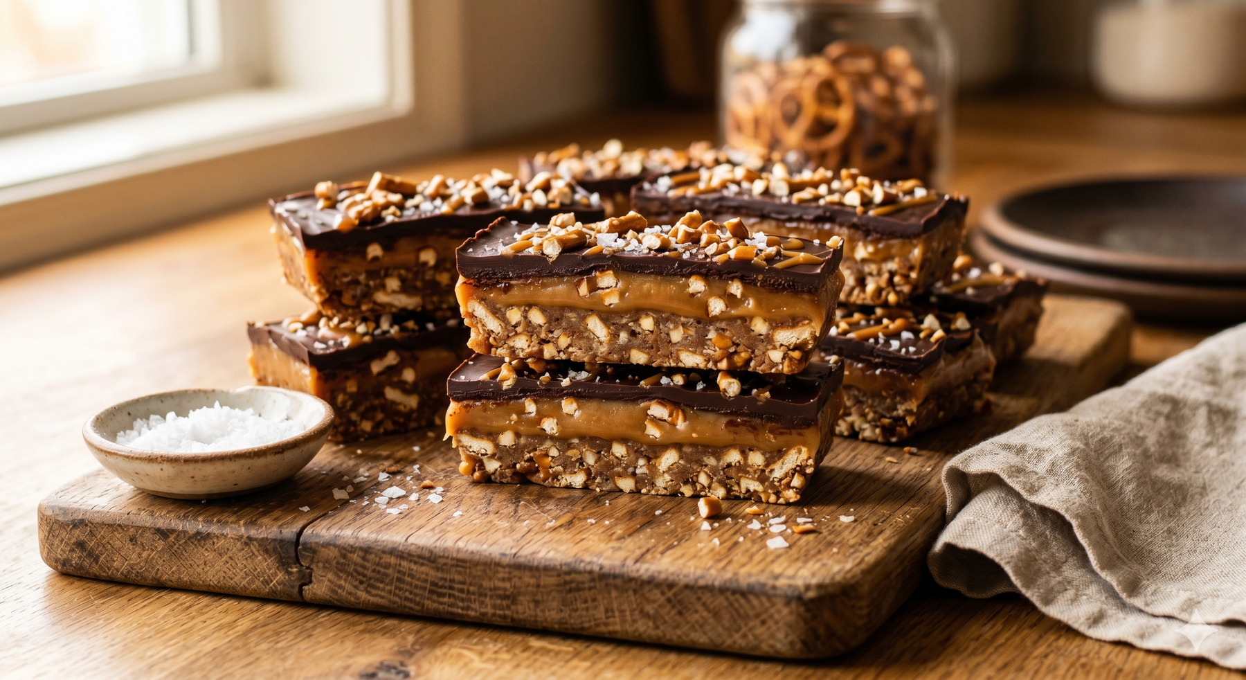 Salted Caramel Pretzel Protein Bars